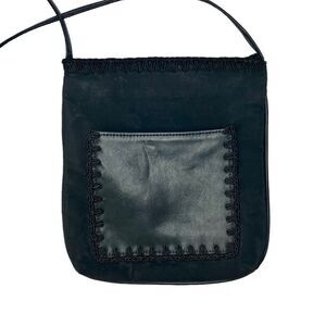 Vintage Ellen Tracy/Linda Allard Black Rope Piping Small Crossbody Festival Bag